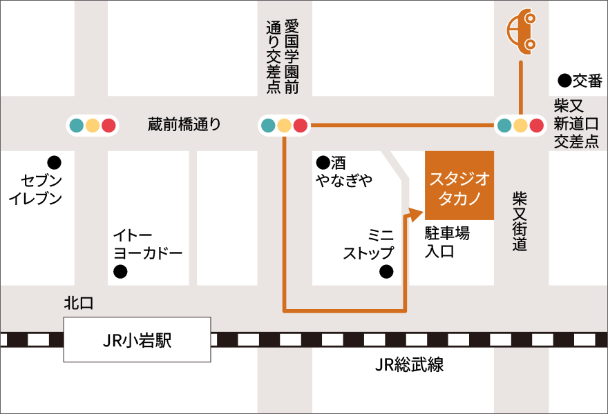 柴又街道(葛飾方面)からお越しの方向けのマップ